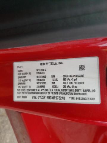 Photo 10 from auction – 2021 TESLA MODEL 3 with VIN 5YJ3E1EB3MF973248