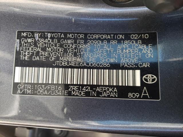 Photo 10 from auction – 2010 TOYOTA COROLLA BA with VIN JTDBU4EE6AJ060286
