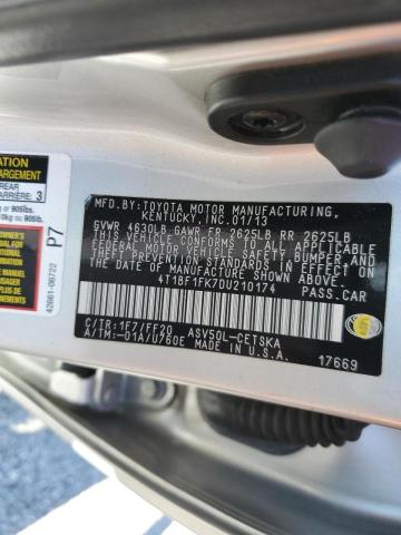 Photo 10 from auction – 2013 TOYOTA CAMRY L with VIN 4T1BF1FK7DU210174