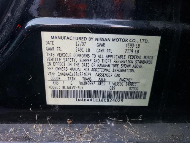 Photo 10 from auction – 2008 NISSAN MAXIMA SE with VIN 1N4BA41E18C824029