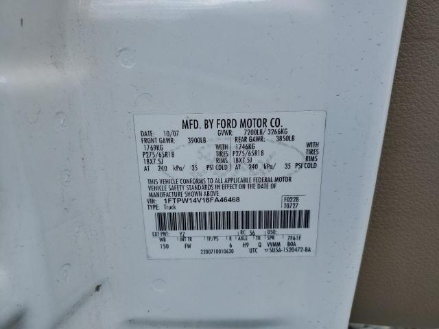 Photo 10 from auction – 2008 FORD F150 SUPER with VIN 1FTPW14V18FA46468