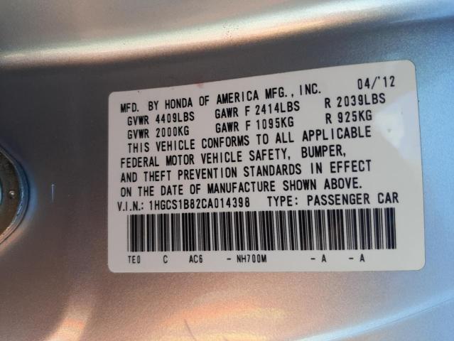 Photo 10 from auction – 2012 HONDA ACCORD EXL with VIN 1HGCS1B82CA014398