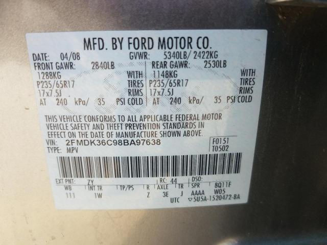 Photo 10 from auction – 2008 FORD EDGE with VIN 2FMDK36C98BA97638