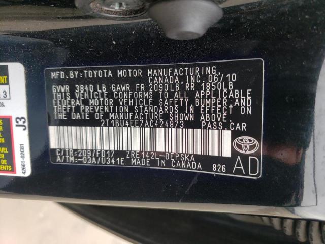 Photo 10 from auction – 2010 TOYOTA CORROLLA with VIN 2T1BU4EE7AC424873