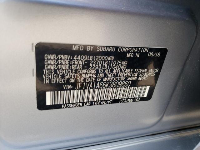 Photo 10 from auction – 2019 SUBARU WRX with VIN JF1VA1A66K9809860
