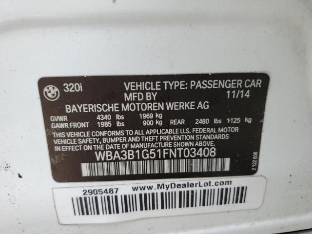 Photo 10 from auction – 2015 BMW 320 I with VIN WBA3B1G51FNT03408
