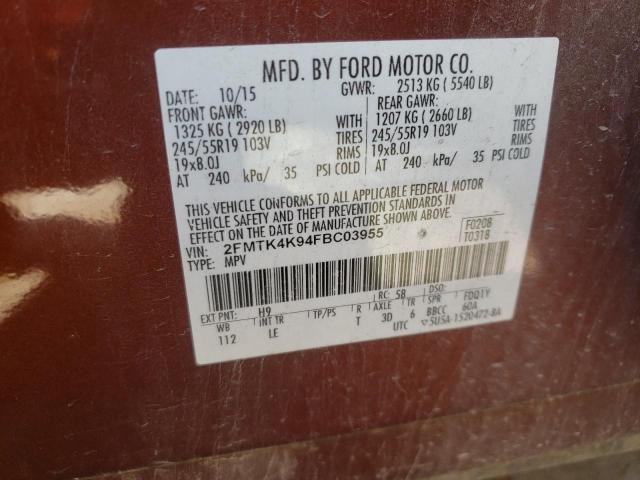 Photo 10 from auction – 2015 FORD EDGE TITAN with VIN 2FMTK4K94FBC03955
