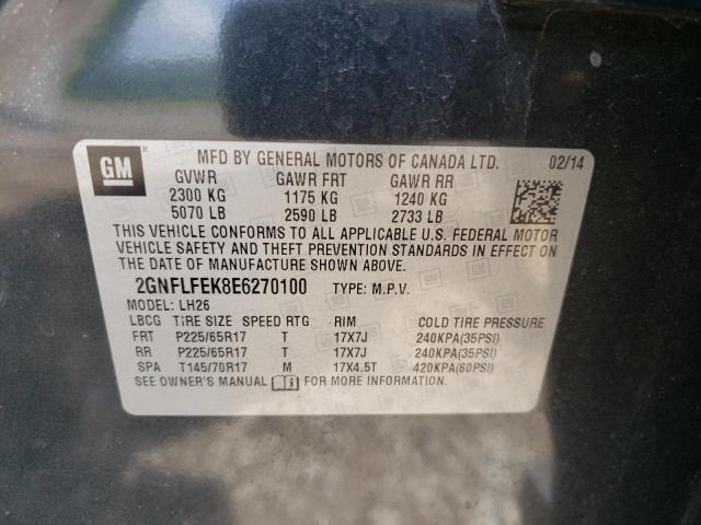 Photo 10 from auction – 2014 CHEVROLET EQUINOX LT with VIN 2GNFLFEK8E6270100
