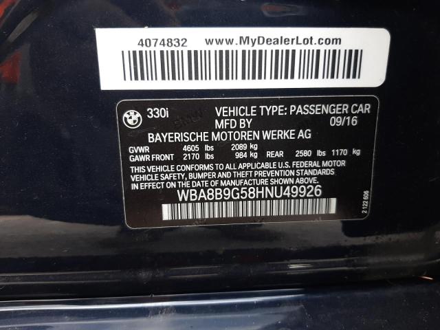 Photo 10 from auction – 2017 BMW 330 I with VIN WBA8B9G58HNU49926