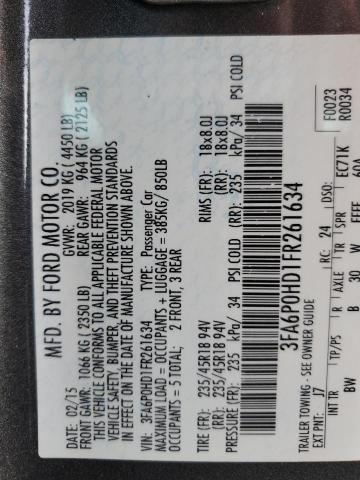 Photo 10 from auction – 2015 FORD FUSION SE with VIN 3FA6P0HD1FR261634