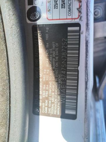 Photo 10 from auction – 2005 BMW 325 I with VIN WBAET37475NJ87252