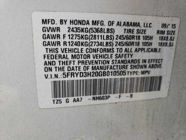 Photo 10 from auction – 2016 ACURA MDX with VIN 5FRYD3H20GB010505