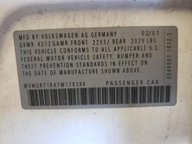 Photo 10 from auction – 2007 VOLKSWAGEN RABBIT with VIN WVWDR71K47W178386