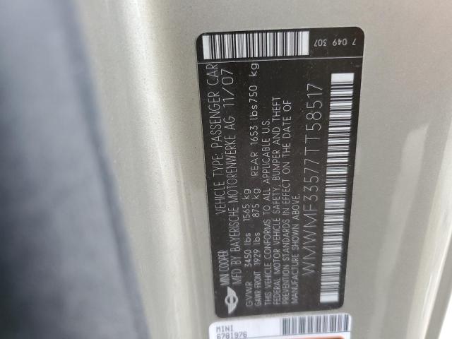 Photo 10 from auction – 2007 MINI COOPER with VIN WMWMF33577TT58517