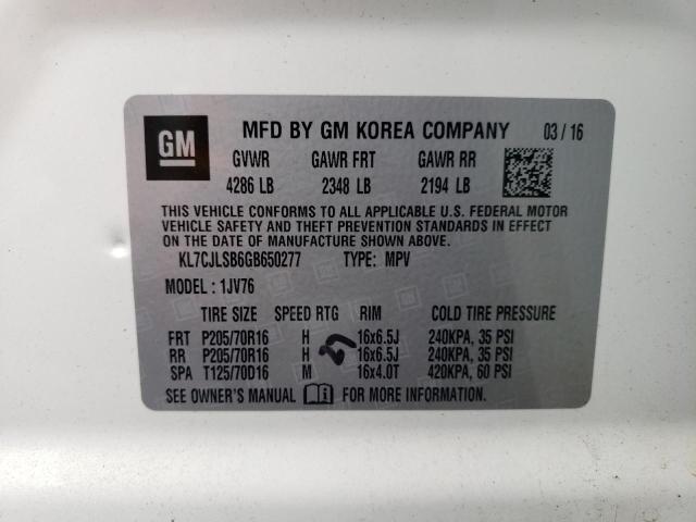 Photo 10 from auction – 2016 CHEVROLET TRAX 1LT with VIN KL7CJLSB6GB650277