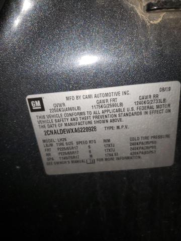 Photo 10 from auction – 2010 CHEVROLET EQUINOX LT with VIN 2CNALDEWXA6220928