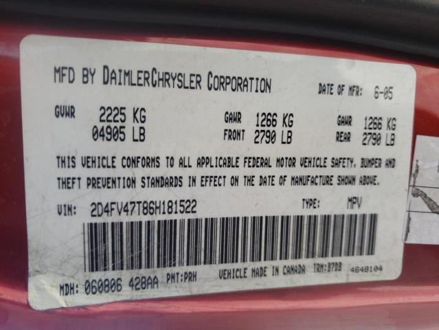 Photo 10 from auction – 2006 DODGE MAGNUM SE with VIN 2D4FV47T86H181522