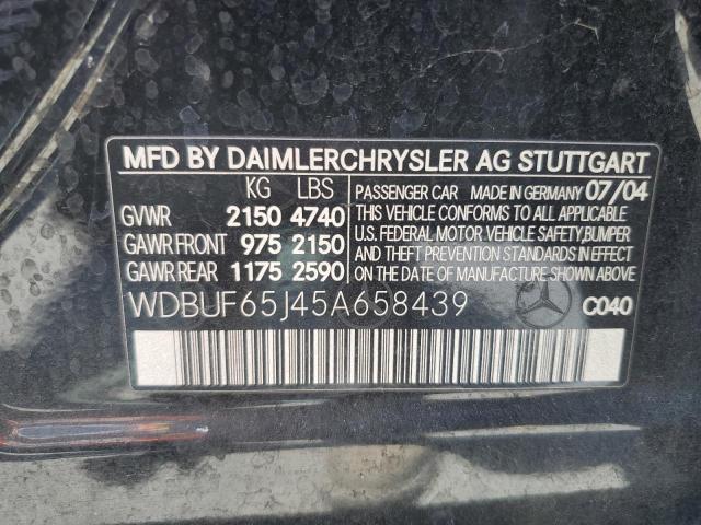 Photo 10 from auction – 2005 MERCEDES-BENZ E 320 with VIN WDBUF65J45A658439