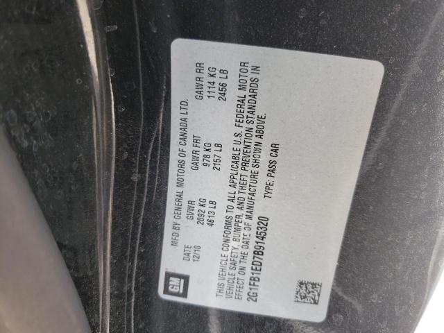Photo 10 from auction – 2011 CHEVROLET CAMARO LT with VIN 2G1FB1ED7B9145320