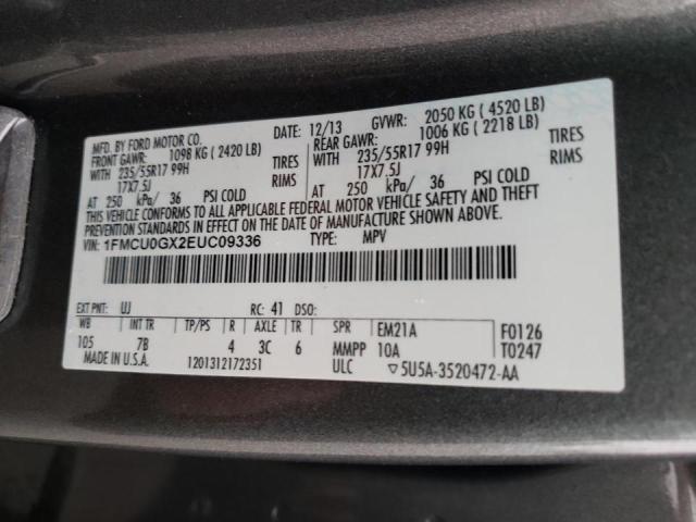 Photo 10 from auction – 2014 FORD ESCAPE SE with VIN 1FMCU0GX2EUC09336