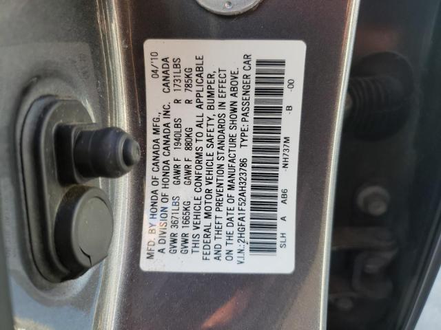 Photo 10 from auction – 2010 HONDA CIVIC LX with VIN 2HGFA1F52AH323786