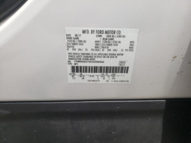 Photo 10 from auction – 2017 FORD EXPLORER S with VIN 1FM5K8GT0HGD96542