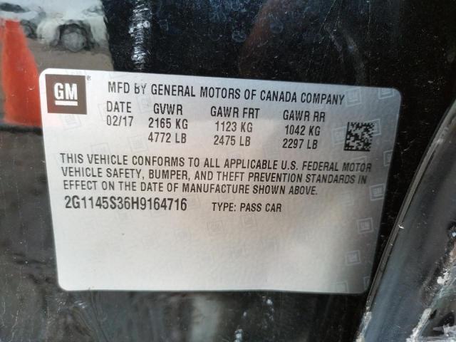 Photo 10 from auction – 2017 CHEVROLET IMPALA PRE with VIN 2G1145S36H9164716