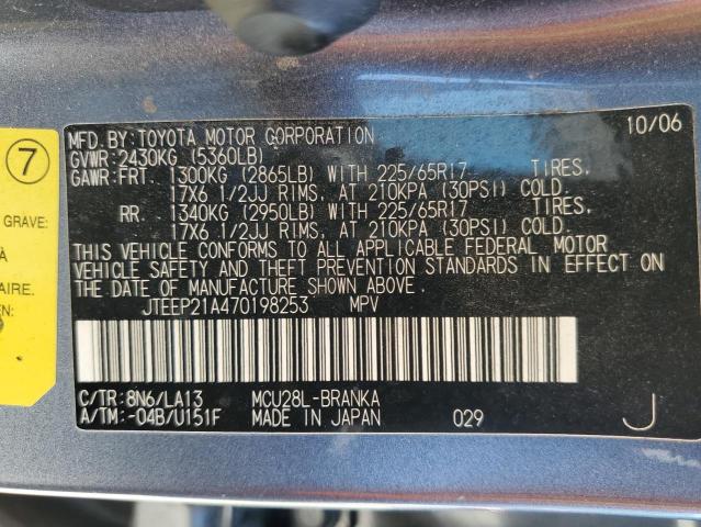 Photo 10 from auction – 2007 TOYOTA HIGHLANDER with VIN JTEEP21A470198253