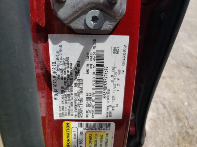 Photo 10 from auction – 2015 FORD FUSION SE with VIN 3FA6P0H92FR247849