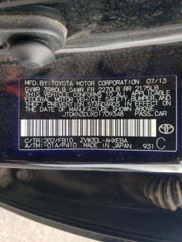 Photo 10 from auction – 2013 TOYOTA PRIUS with VIN JTDKN3DUXD1709348