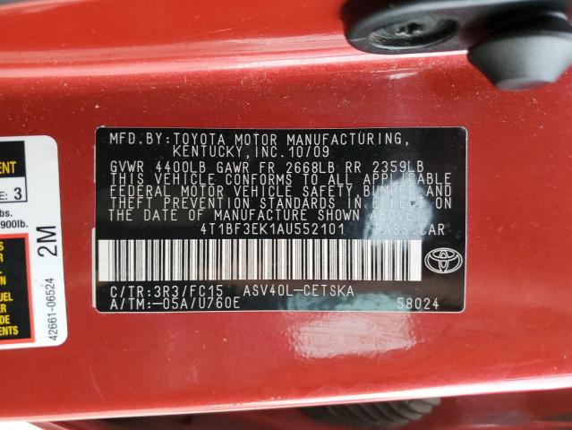 Photo 10 from auction – 2010 TOYOTA CAMRY BASE with VIN 4T1BF3EK1AU552101
