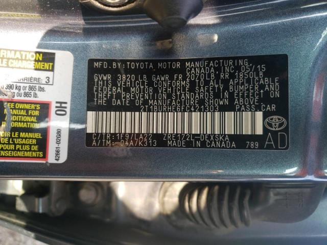 Photo 10 from auction – 2015 TOYOTA COROLLA L with VIN 2T1BURHE6FC421303