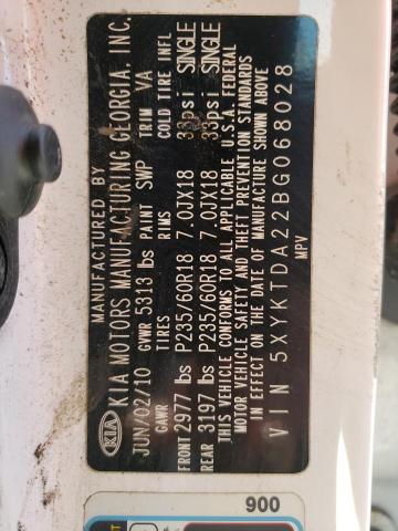 Photo 10 from auction – 2011 KIA SORENTO BA with VIN 5XYKTDA22BG068028