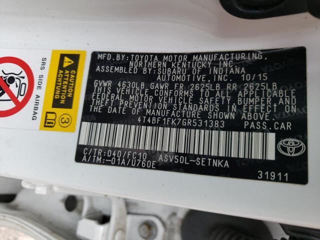 Photo 10 from auction – 2016 TOYOTA CAMRY LE with VIN 4T4BF1FK7GR531383