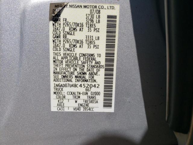 Photo 10 from auction – 2008 NISSAN FRONTIER C with VIN 1N6AD07U48C452042