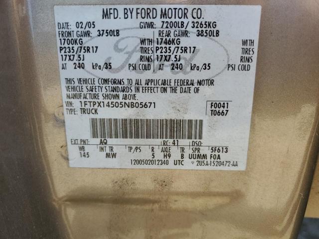 Photo 10 from auction – 2005 FORD F 150 with VIN 1FTPX14505NB05671