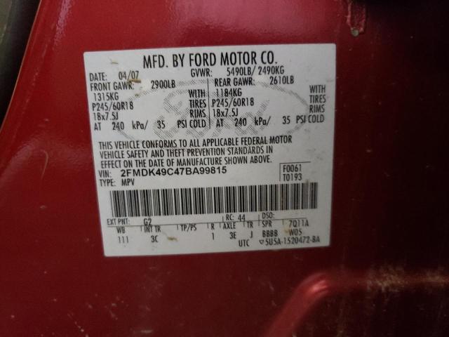 Photo 10 from auction – 2007 FORD EDGE SEL P with VIN 2FMDK49C47BA99815