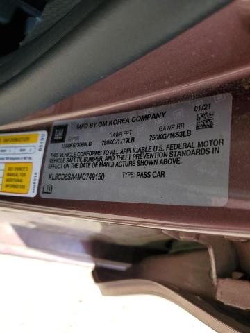 Photo 10 from auction – 2021 CHEVROLET SPARK 1LT with VIN KL8CD6SA4MC749150