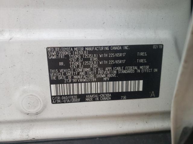 Photo 10 from auction – 2019 TOYOTA RAV4 LE with VIN 2T3F1RFVXKW027784