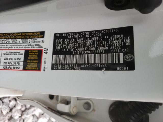 Photo 10 from auction – 2010 TOYOTA CAMRY BASE with VIN 4T1BF3EK9AU565579