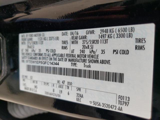 Photo 10 from auction – 2016 FORD F150 SUPER with VIN 1FTEW1EP5GFC14344