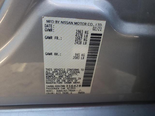 Photo 10 from auction – 2021 NISSAN ALTIMA SV with VIN 1N4BL4DV2MN356428