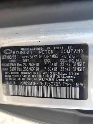 Photo 10 from auction – 2016 HYUNDAI SANTA FE S with VIN KM8SMDHF7GU150795