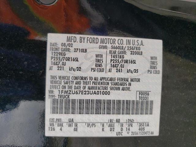 Photo 10 from auction – 2003 FORD EXPLORER S with VIN 1FMZU67E23UA01000