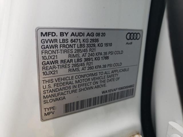 Photo 10 from auction – 2021 AUDI Q8 PREMIUM with VIN WA1EVAF15MD004602