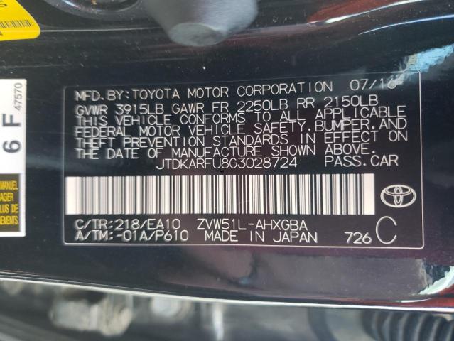 Photo 10 from auction – 2016 TOYOTA PRIUS with VIN JTDKARFU8G3028724