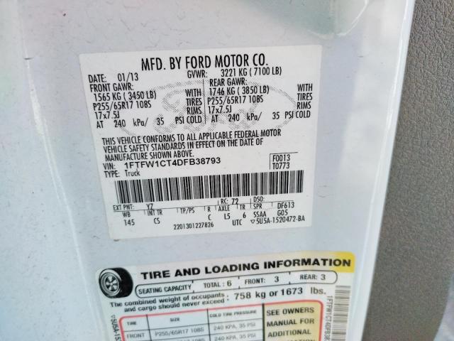 Photo 10 from auction – 2013 FORD F150 SUPER with VIN 1FTFW1CT4DFB38793