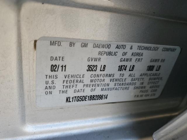 Photo 10 from auction – 2011 CHEVROLET AVEO LT with VIN KL1TG5DE1BB209614