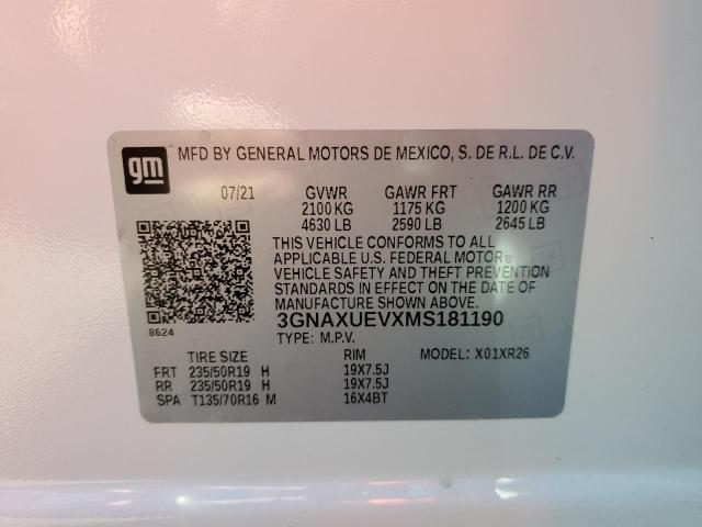 Photo 10 from auction – 2021 CHEVROLET EQUINOX LT with VIN 3GNAXUEVXMS181190