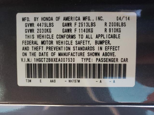 Photo 10 from auction – 2014 HONDA ACCORD EXL with VIN 1HGCT2B8XEA007530